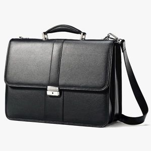Samsonite Leather Flapover Briefcase - New
